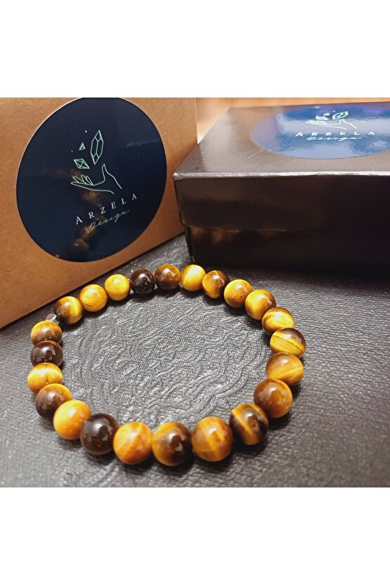 Doğal Taş Kaplangözü Bileklik Kadın Erkek Bileklik 8mm Bilgelik Ve Özgüven Bilekliği