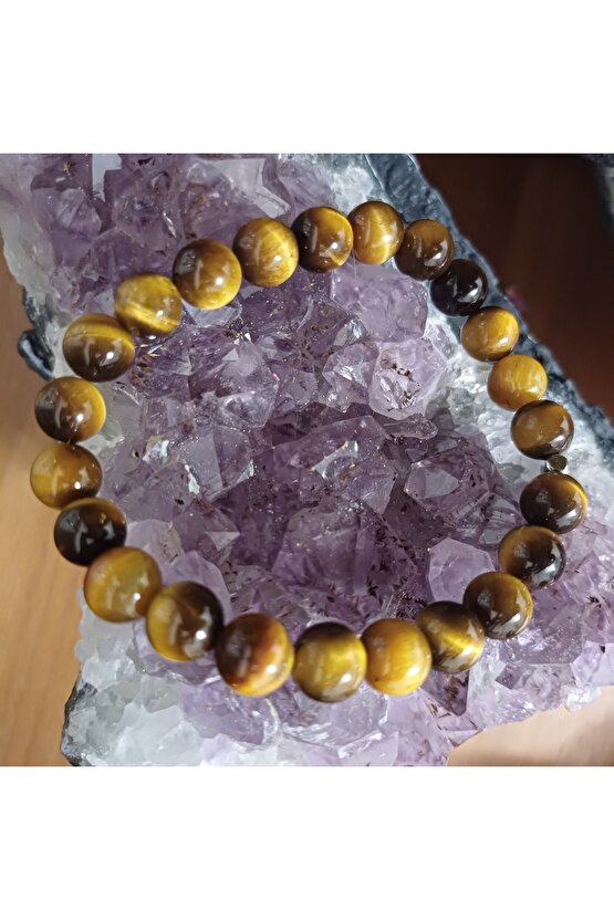 Doğal Taş Kaplangözü Bileklik Kadın Erkek Bileklik 8mm Bilgelik Ve Özgüven Bilekliği