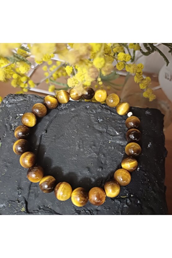 Doğal Taş Kaplangözü Bileklik Kadın Erkek Bileklik 8mm Bilgelik Ve Özgüven Bilekliği