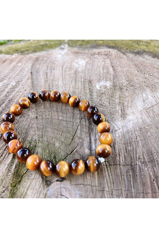 Doğal Taş Kaplangözü Bileklik Kadın Erkek Bileklik 8mm Bilgelik Ve Özgüven Bilekliği