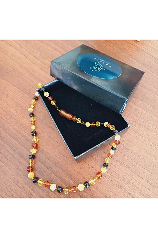 Doğal Taş Kehribar Bebek Kolye