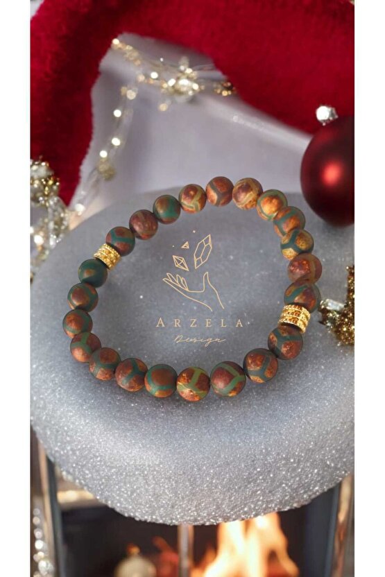 Doğal Taş Tibet Akiği Tesbih Ve Bileklik Ikili Erkek Kadin 8mm