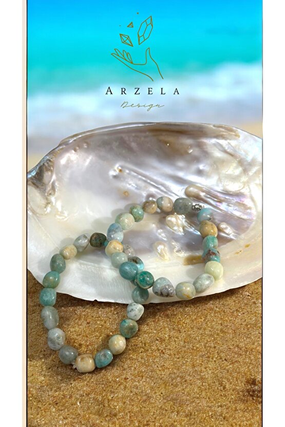 Doğal Taş Larimar Kristal Bileklik Bilgelik Ve Ozsevgı Taşı 10-12mm