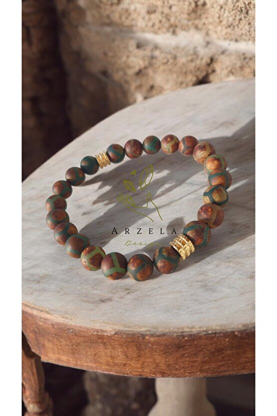 Doğal Taş Tibet Akiği Bileklik Gücünü Kesfet Erkek Kadin 8mm