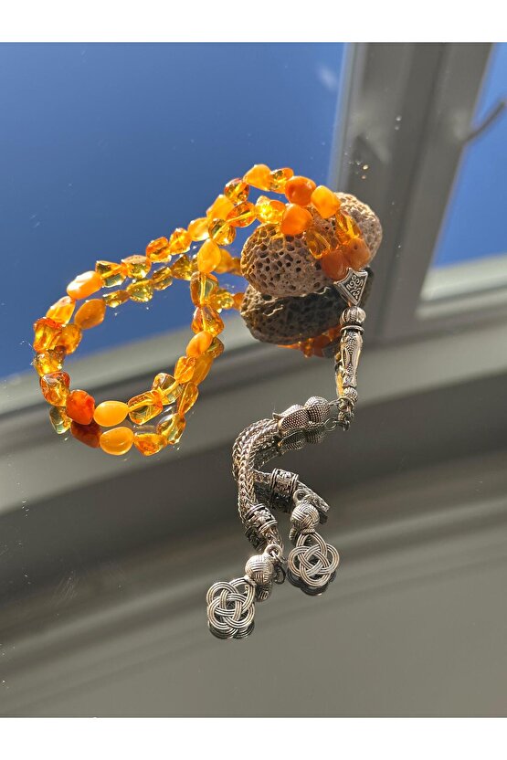 Doğal Taş TESPİH DAMLA KEHRİBAR ŞİFASİ  İLE  8-10mm