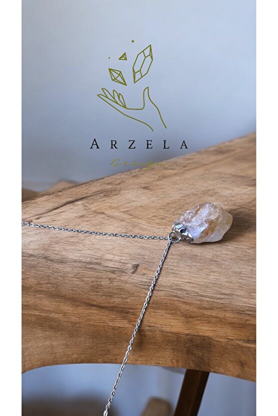 Doğal Taş Sitrin Kristal Kolye