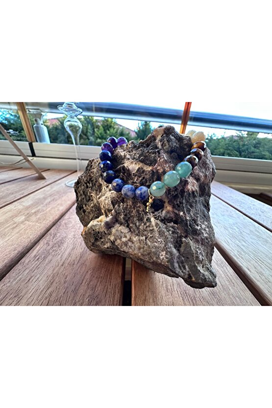 Doğal Taş Fasetli Cakra Bilekligi (7 ÇAKRA DENGESIİ)