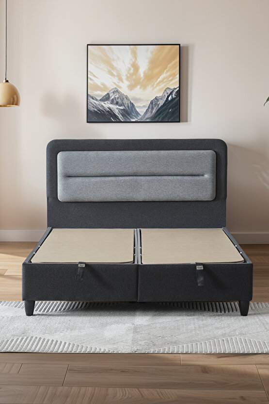 Gisele Modeli Full Ortopedik Çift Kişilik Pedli Yataklı Baza ve Başlık Takımı 3 lü Set