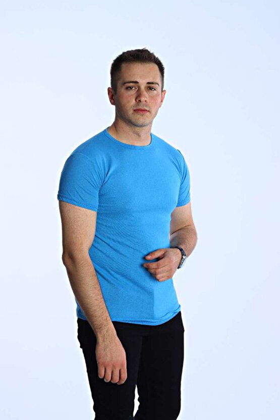 Eko Slimfit Basic Tişört Turkuaz