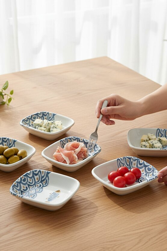 Balık Desenli Dikdörtgen Çerezlik  Kayık 13 Cm 6 Adet-18192