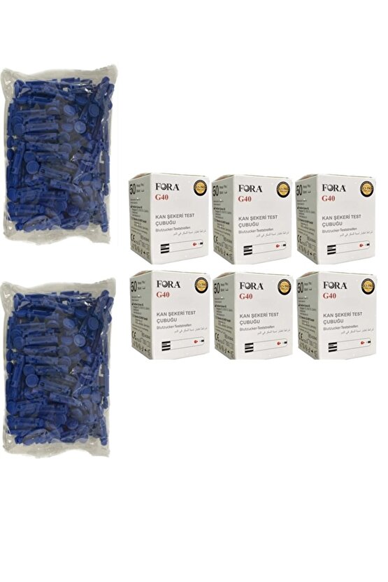 G40 6 Kutu (50X6=300) Kan Şeker Ölçüm Stripi (ÇUBUĞU) 200 Lanset Iğne