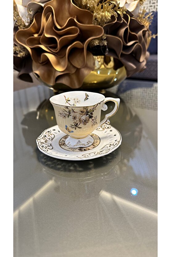 Kosova Marka Renk Güllü Kahve Fincan Takımı Seti