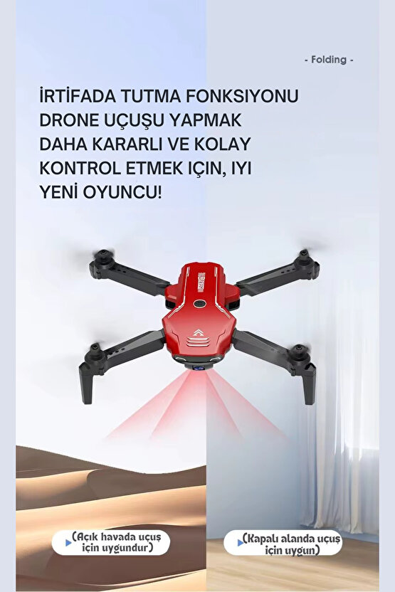 2.4G Uzaktan Kumandalı Wifi HD Kameralı Şarjlı Full Fonksiyon Katlanabilir Drone APP Kontrollü Dron
