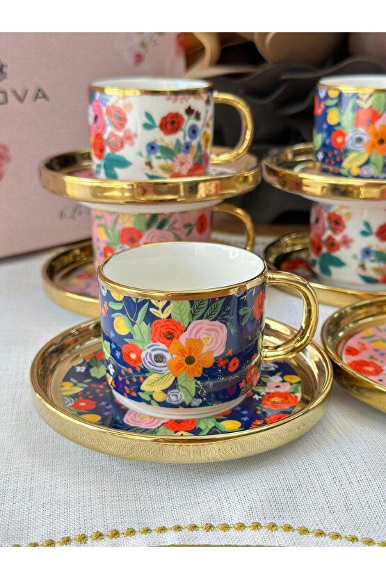Flower 6 Kişilik Çiçek Desenli Fincan Takımı