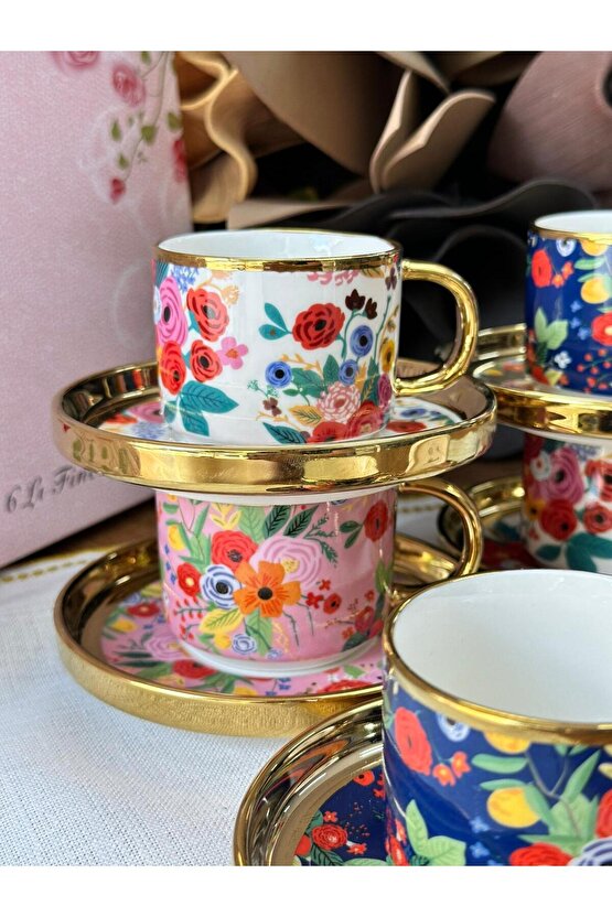 Flower 6 Kişilik Çiçek Desenli Fincan Takımı