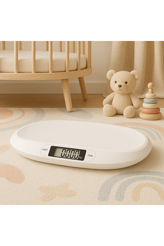 Dijital Hassas Bebek ve Evcil Hayvan Tartısı – 56x26 cm, 20 Kg Kapasiteli, LCD Ekranlı