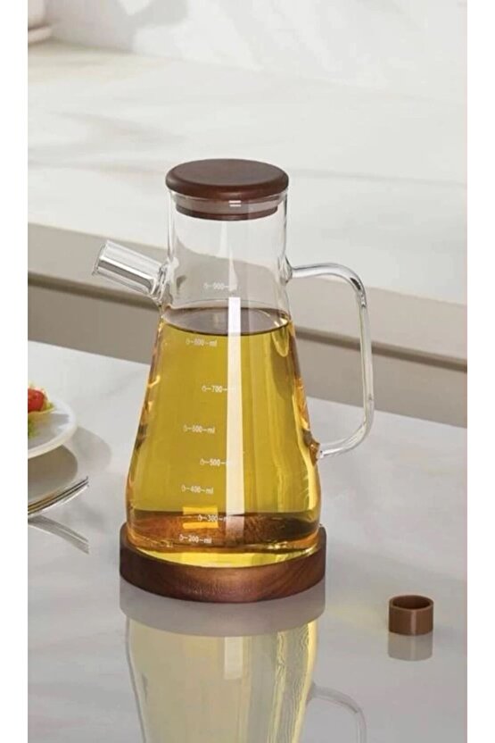 Akasya Vakum kapaklı akasya standlı 900 ml Yağdanlık