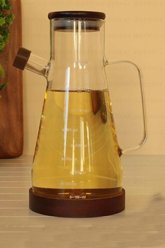 Akasya Vakum kapaklı akasya standlı 900 ml Yağdanlık