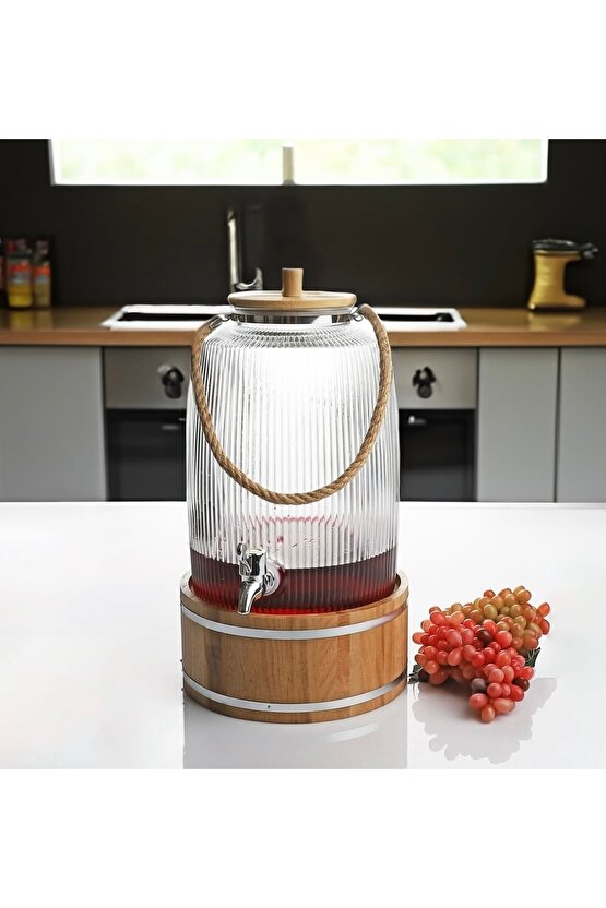 Bambu Stantlı Cam 6 Litre Sebil &şerbetlik