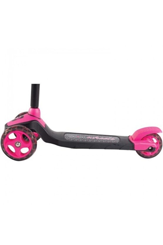 Pembe Karatoys Silikon Işıklı Metal Aksamlı Frenli Scooter
