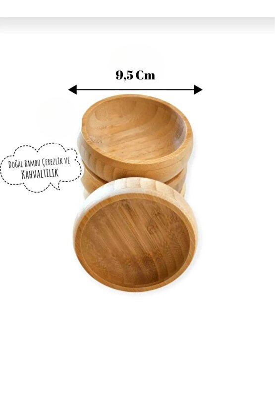 Premium 3lü Doğal Bambu Dekoratif Kahvaltılık Sunum ve Çerezlik Kase Seti Ahşap Dekoratif Sade Kase