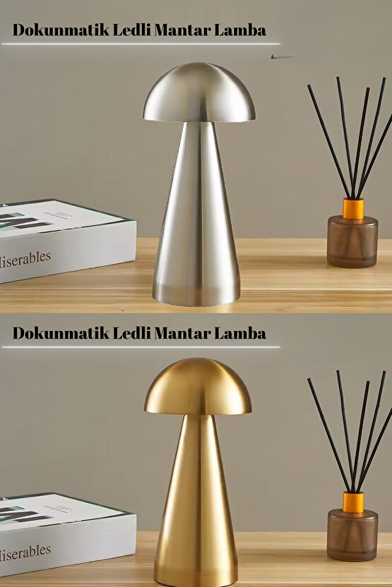 Mantar Masa Lambası Kablosuz Ledli 3renk Dokunmatik Şarjlı