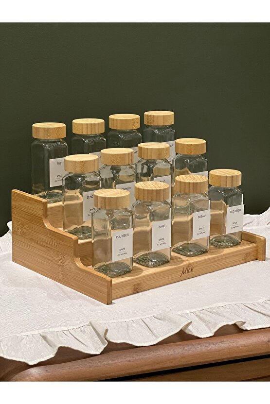 12li Bambu Kapak Modern Baharatlık TakımıMerdiven Stant