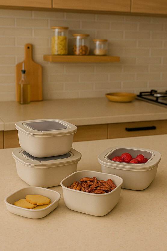 3lü Renkli Kilitli Kapaklı Saklama Kabı Difrize Mikrodalga ve Buzdolabı Uyumlu Düzenleyici Elegant