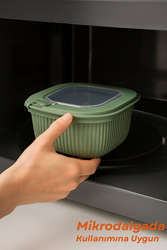 3lü Renkli Kilitli Kapaklı Saklama Kabı Difrize Mikrodalga ve Buzdolabı Uyumlu Düzenleyici