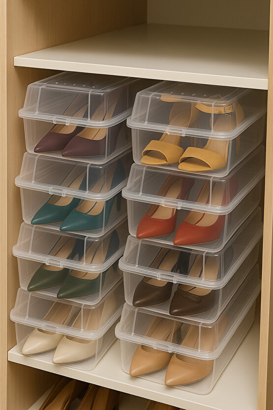 4lü Kadın Ayakkabı Koruma Kutusu Şeffaf Ayakkabı Saklama Kutusu Kadın Ayakkabı Düzenleyici