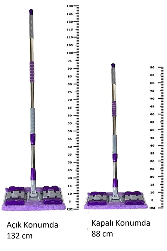 Mandalı Mor Mop Kıskaçlı Cam Silme Mopu Mikrofiber Yedek Bezli Yer Duvar Cam Fayans Silme Mopu