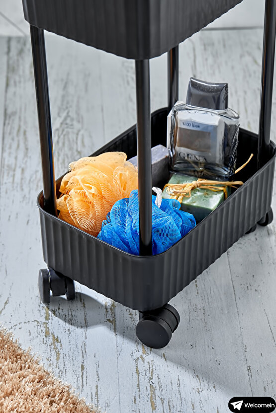 Easy 3 Katlı Çok Amaçlı Raf Banyo Ve Mutfak Organizer Düzenleyici (Tekerlekli) 3 Katlı Şık