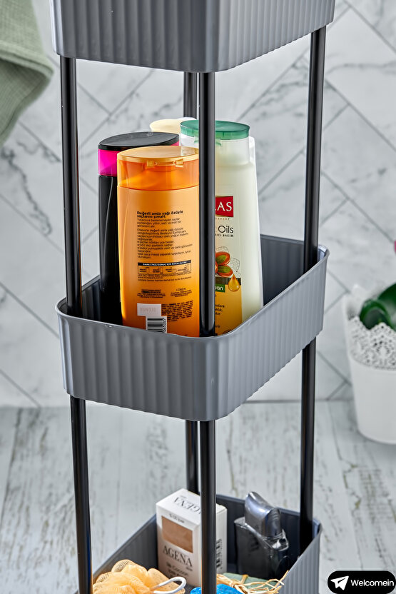 Easy 3 Katlı Çok Amaçlı Raf Banyo Ve Mutfak Organizer Düzenleyici (Tekerlekli) 3 Katlı Şık