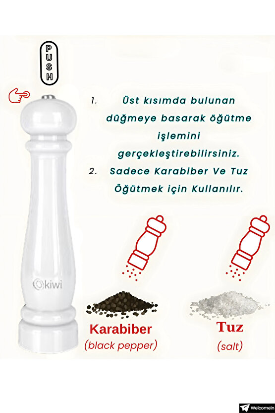 Pilli Seramik Otomatik Ayarlanabilir Tuz Karabiber Değirmeni Kuru Baharat Öğütücü (HEDİYELİK)