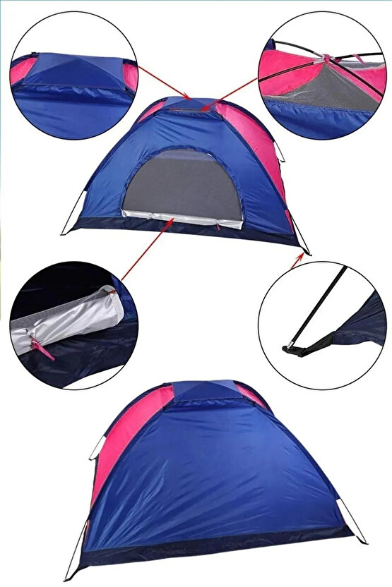 6 Kişilik Renkli Kolay Kurulum Kamp Çadırı Dayanıklı Dış Mekan Outdoor 220x250x150