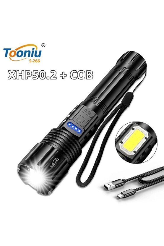 LED El Feneri USB IPX-6 Su Geçirmez Zoom Taktik El Işığı Kamp Balıkçılık Yürüyüş için USB Şarj