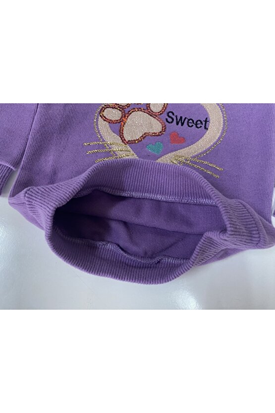 Kız Çocuk Baskılı Boncuklu Sweat