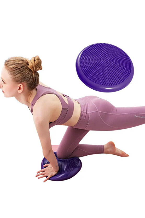 Dikenli Havalı Denge Minderi Mor Tırtıklı Denge Pedi 35 Cm(POMPA DAHİL)