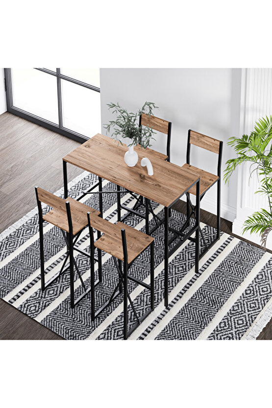 4 Kişilik Gzl Bar Masa Bar Sandalye Yemek Masa Sandalye Takımı