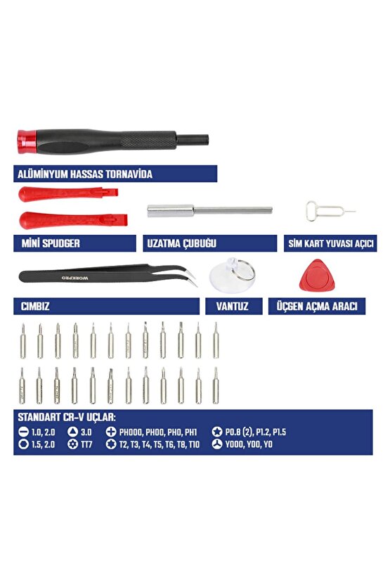 WP200541 32 Parça CR-V Hassas ElektronikçiTelefoncu Profesyonel Onarım Seti