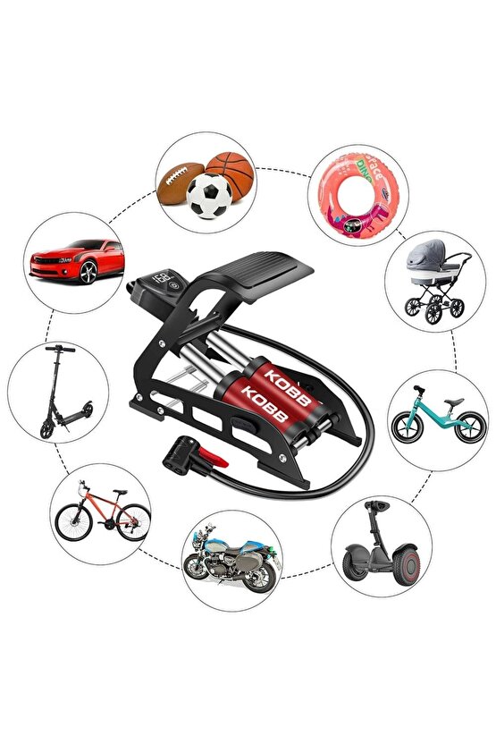 KB5402D Çift Pistonlu Dokunmatik Dijital Basınç Göstergeli Ayak Pompası + Taşıma Kılıfı