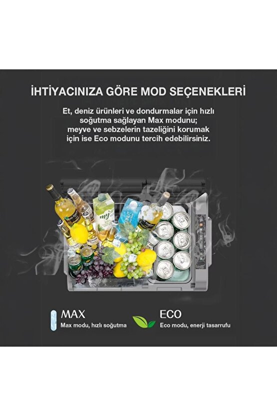 CLK65W 1224Volt 220Volt 65 Litre Çift Bölmeli Tekerlekli Outdoor Kompresörlü Oto Buzdolabı