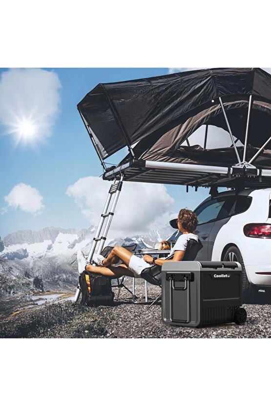 CLK65W 1224Volt 220Volt 65 Litre Çift Bölmeli Tekerlekli Outdoor Kompresörlü Oto Buzdolabı