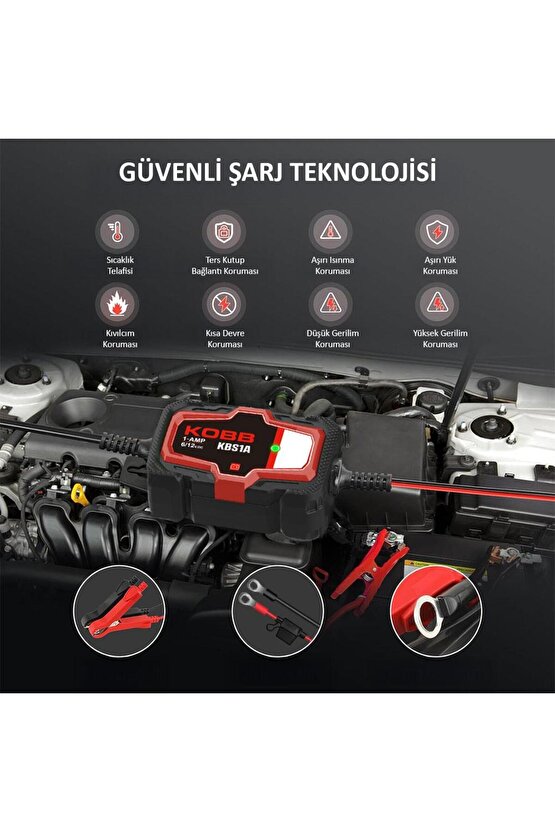 KBS1A 6V12V 30Ah Akıllı Akü Şarj ve Akü Bakım  Desülfatör