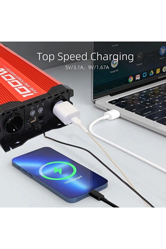 KBN1000 12V220V 1000Watt Tam Sinüs Dönüştürücü İnvertör