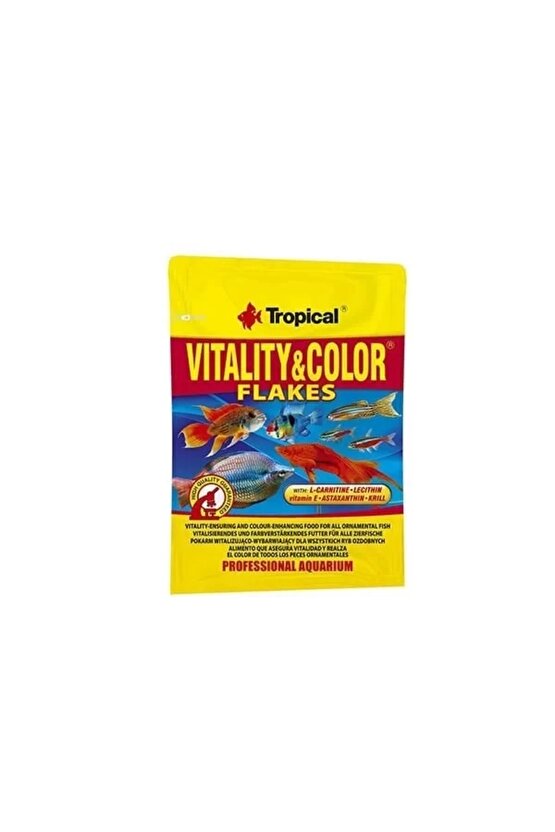 Vitality Color Flakes Tropikal Balıklar için Renklendirici Pul Yem 12 Gr