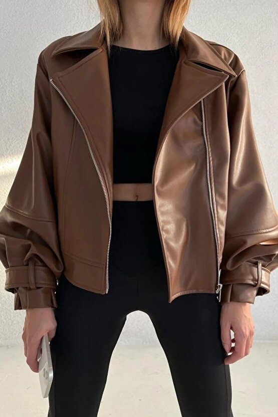 Taba Balon Kol Deri Ceket