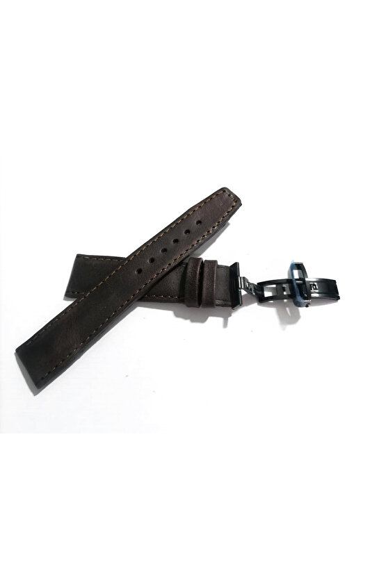Her Saate Uygun Kelebek Toka 24 MM Hakiki Deri (250) SİYAH TOKA KOYU KAHVE