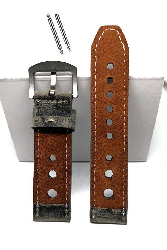 Tissot  &   Fossil  Uyumlu   Crayz   Hakiki   Deri   22  mm  GRİ