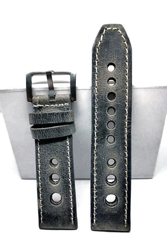 Tissot & Fossil & Panaray  Uyumlu Crayz Hakiki  Deri  24 mm  GRİ